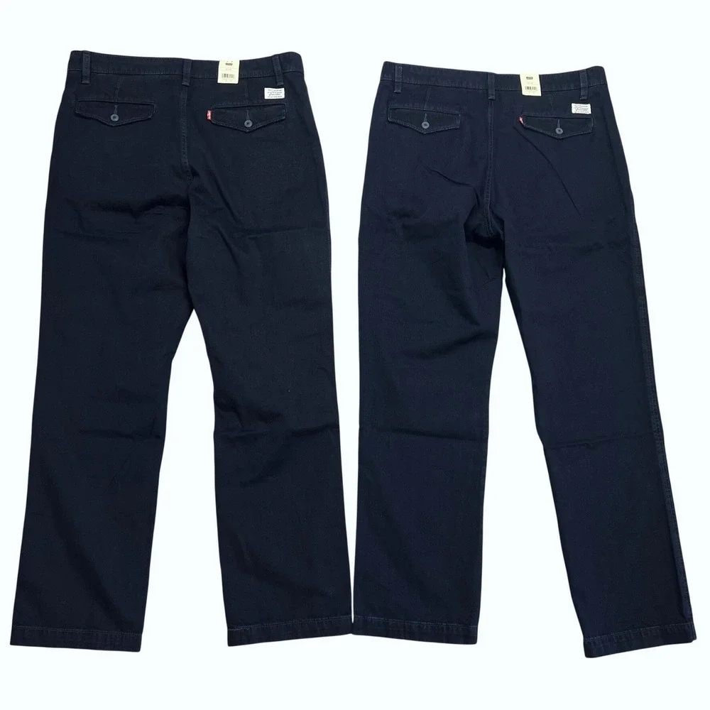 Levis XX Chino Authentic Relaxed Pants Navy Blue Mens 34x32 Straight Leg Cotton